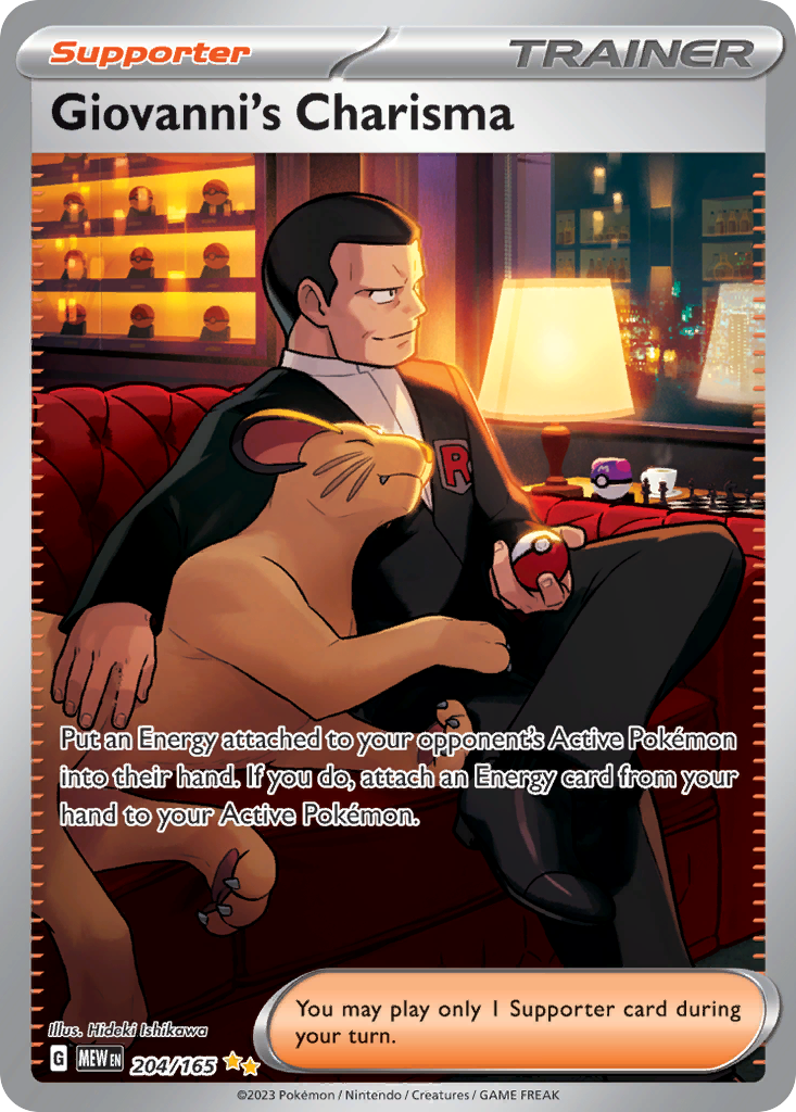 Giovanni's Charisma 204/165 - Special Illustration Rare - S&V 151 - Near Mint Pokemon Card