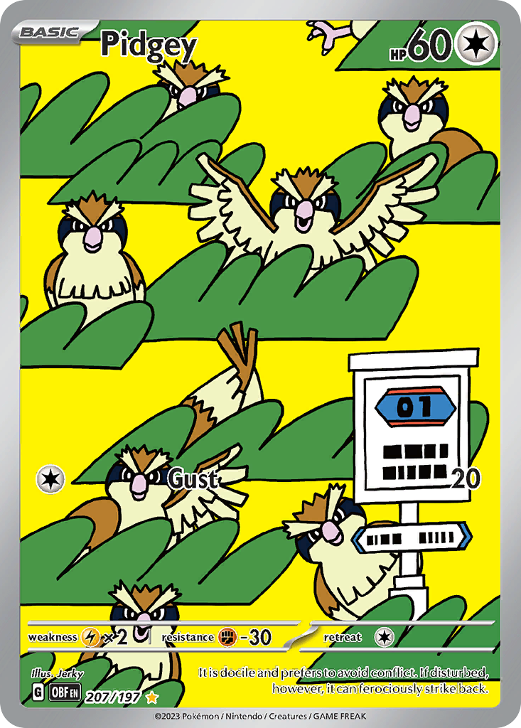 Pidgey 207/197 - Illustration Rare - Obsidian Flames - Near Mint Pokemon Card