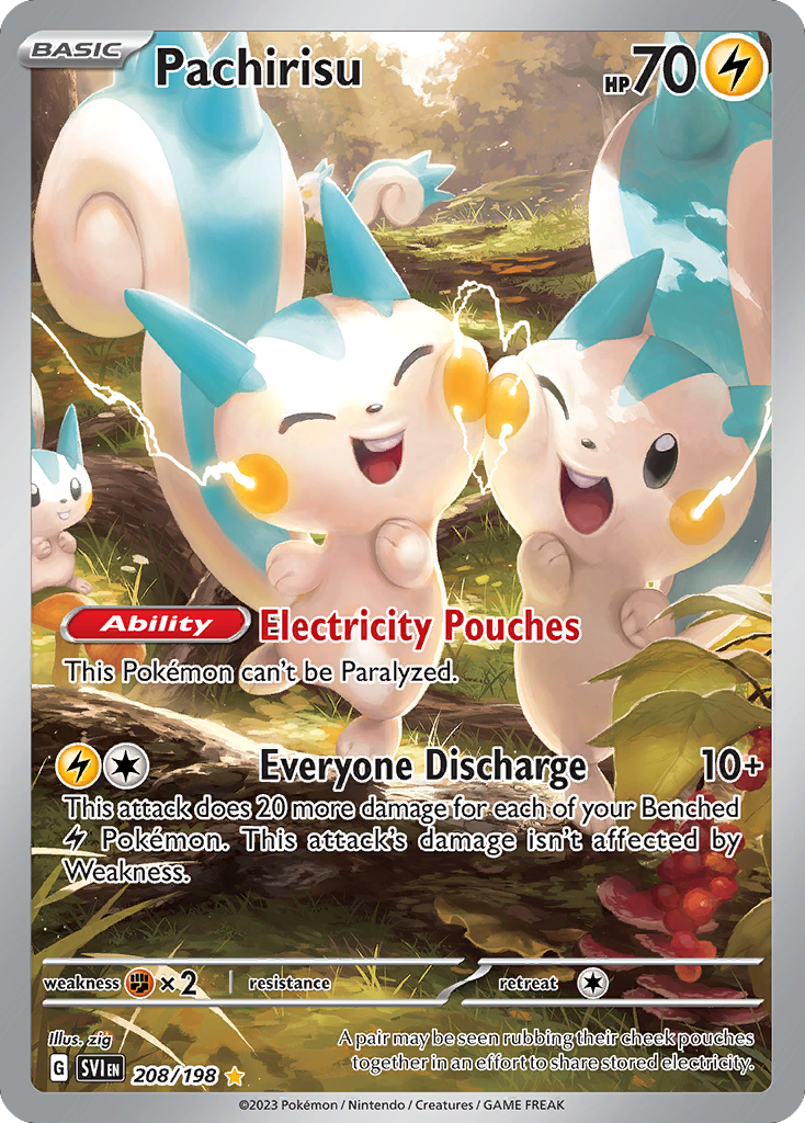 Pachirisu 208/198 - Illustration Rare - Scarlet & Violet Base - Near Mint Pokemon Card