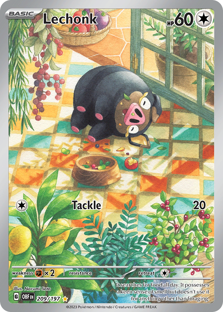 Lechonk 209/197 - Illustration Rare - Obsidian Flames - Near Mint Pokemon Card
