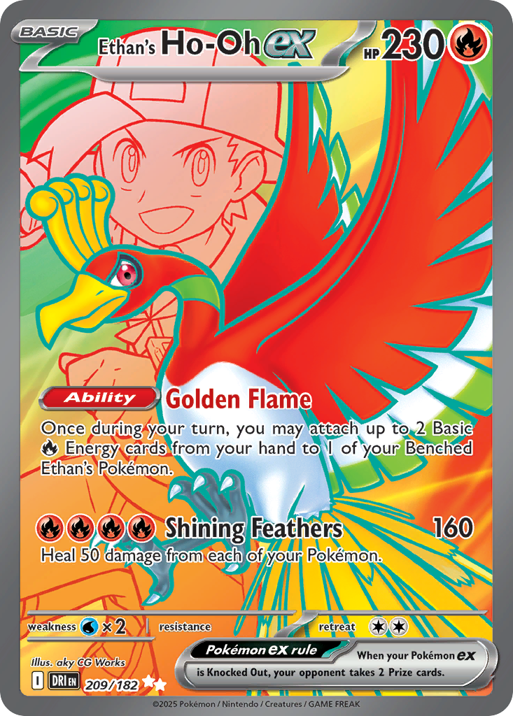 Ethan's Ho-Oh Ex 209/182 - Full Art - Destined Rivals - Near Mint Pokemon Card