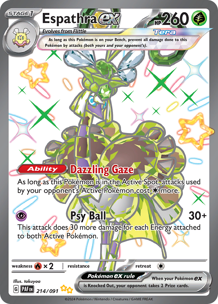 Espathra ex 214/091 - Shiny Full Art - Paldean Fates - Near Mint Pokemon Card