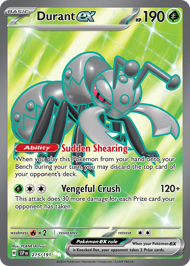 Durant ex 215/191 - Full Art - Surging Sparks - Near Mint Pokemon Card