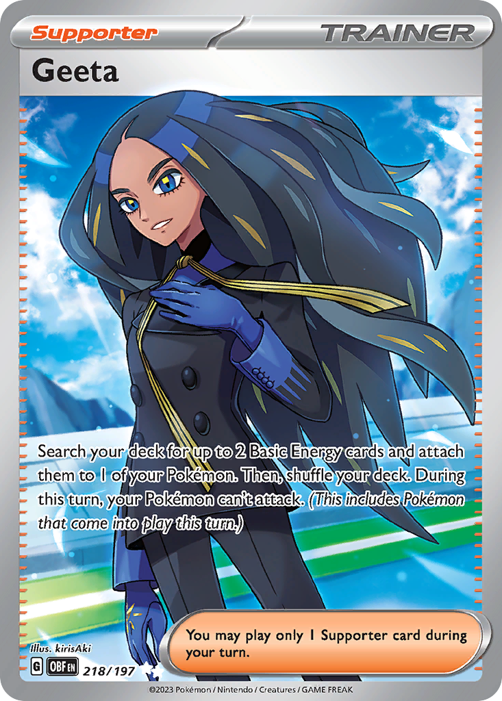 Geeta 218/197 - Full Art - Obsidian Flames - Near Mint Pokemon Card