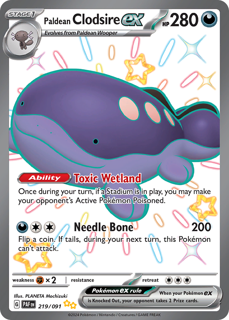 Paldean Clodsire ex 219/091 - Shiny Full Art - Paldean Fates - Near Mint Pokemon Card
