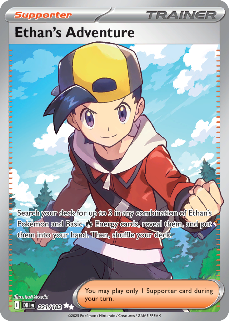 Ethan's Adventure 221/182 - Full Art - Destined Rivals - Near Mint Pokemon Card