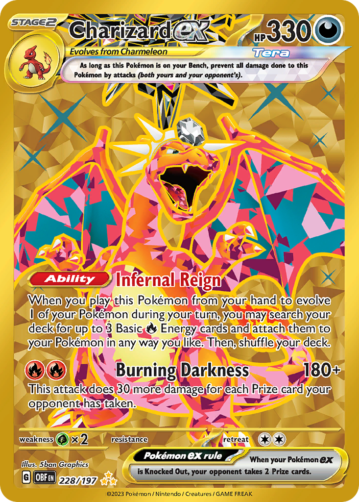 Charizard ex 228/197 - Hyper Rare - Obsidian Flames - Near Mint Pokemon Card
