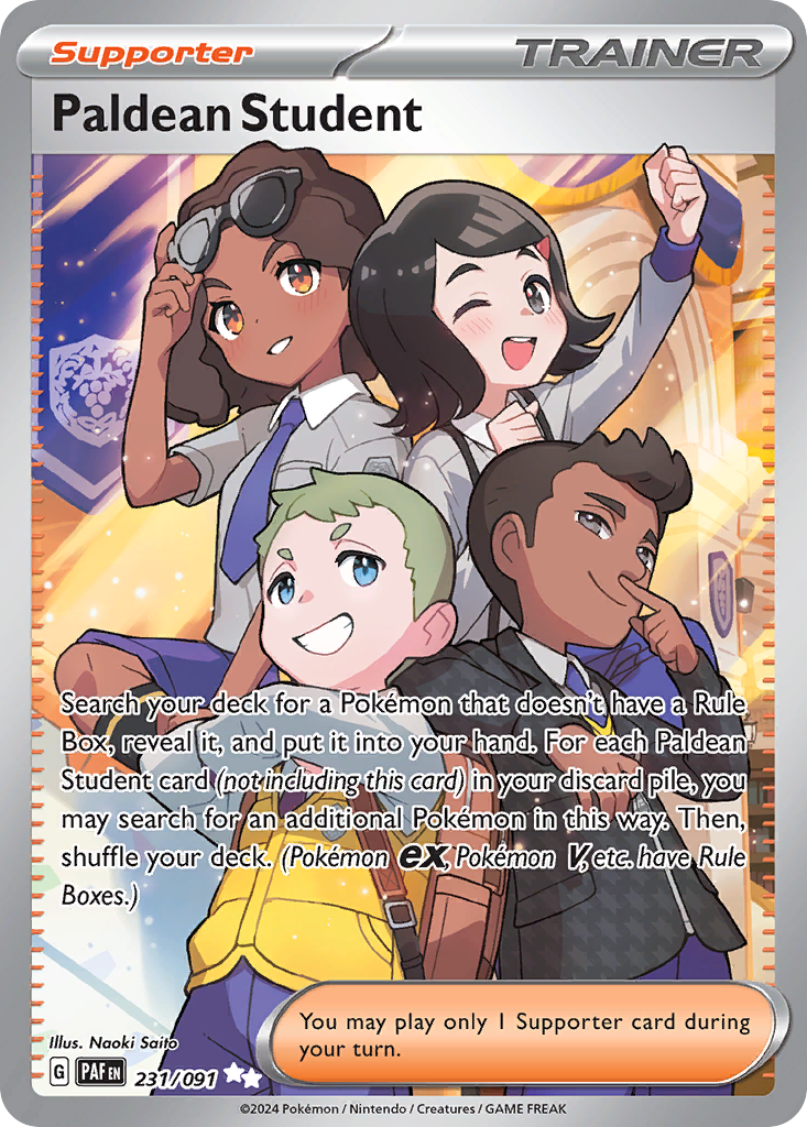 Paldean Student 231/091 - Full Art - Paldean Fates - Near Mint Pokemon Card