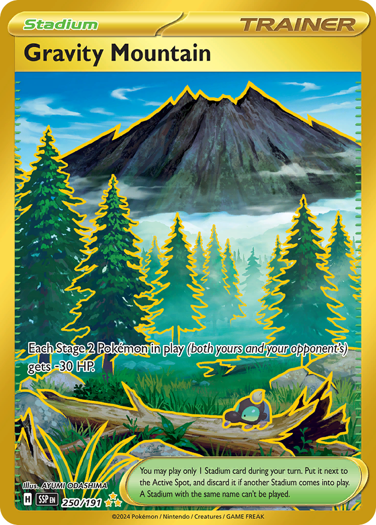 Gravity Mountain 250/191 - Gold Rare - Surging Sparks - Near Mint Pokemon Card