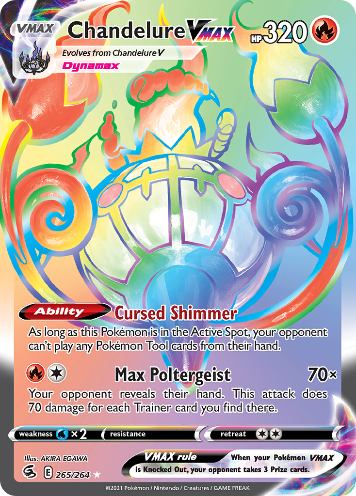 Chandelure VMAX 265/264 - Rainbow Rare - Fusion Strike - Near Mint Pokemon Card