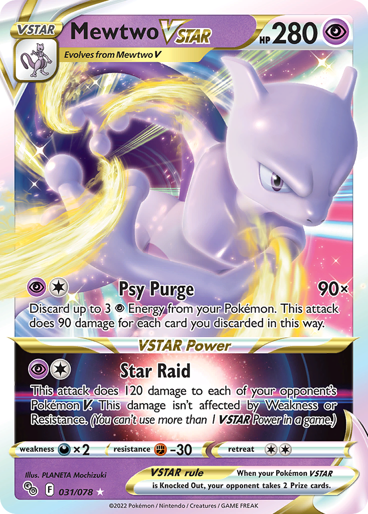 Mewtwo VSTAR 031/078 - Pokemon GO - Near Mint Pokemon Card