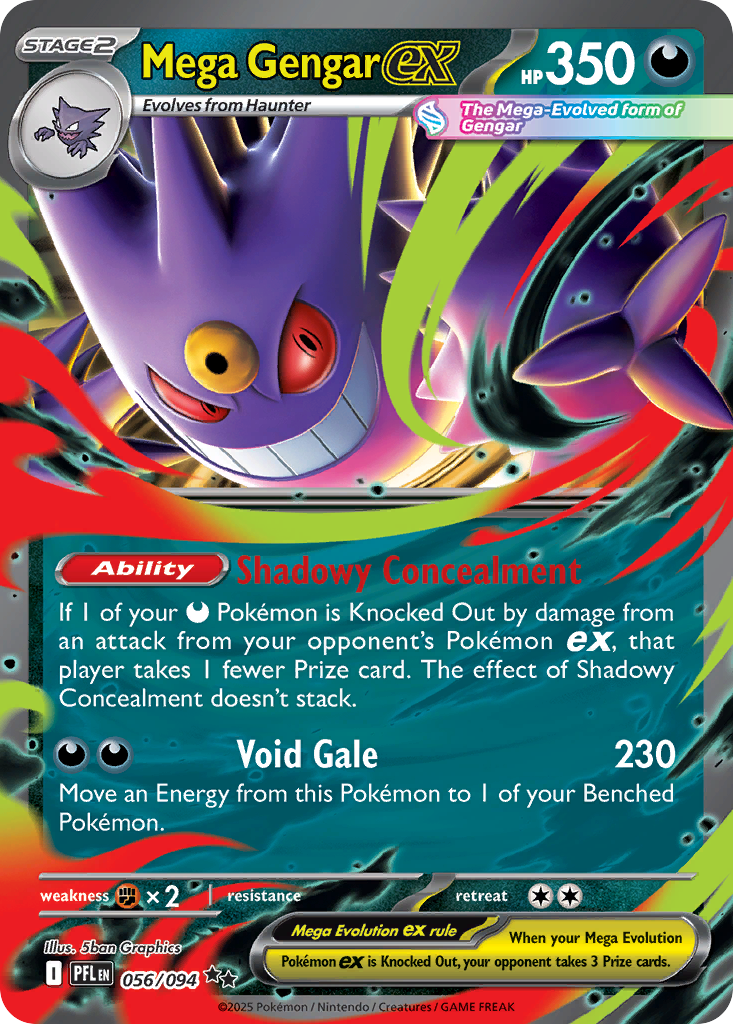 Mega Gengar ex 056/094 - Double Rare - Phantasmal Flames - Near Mint Pokemon Card