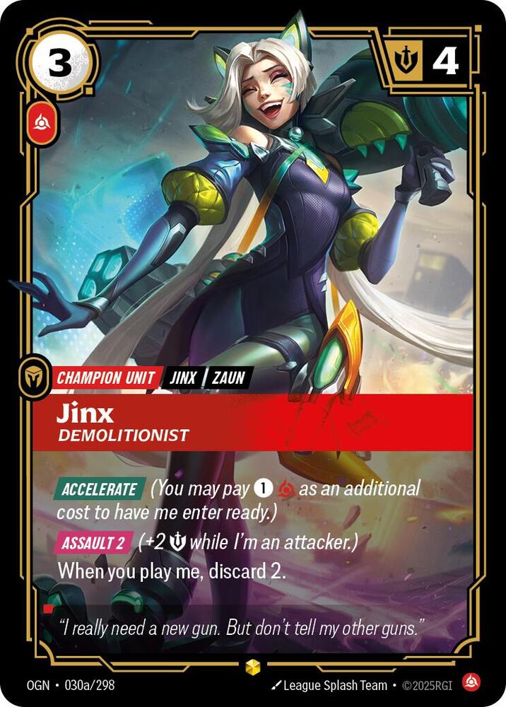 Jinx, Demolitionist OGN-030A - Showcase - Origins - Near Mint Riftbound Card