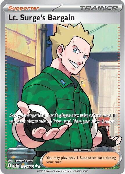Lt. Surge’s Bargain 170/132 - Full Art - Mega Evolution - Near Mint Pokemon Card