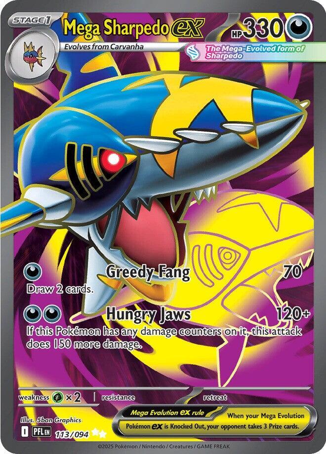 Mega Sharpedo ex 113/094 - Full Art - Phantasmal Flames - Near Mint Pokemon Card