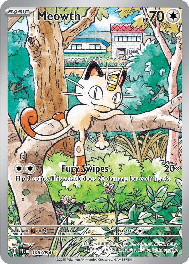 Meowth 106/094 - Illustration Rare - Phantasmal Flames - Near Mint Pokemon Card