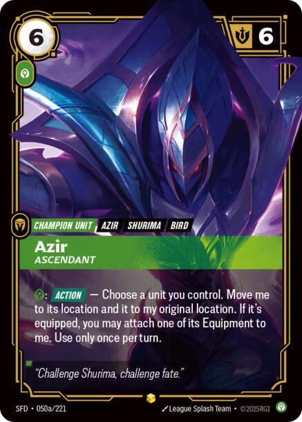 Azir, Ascendant SFD-050A - Showcase - Spiritforged - Near Mint Riftbound Card