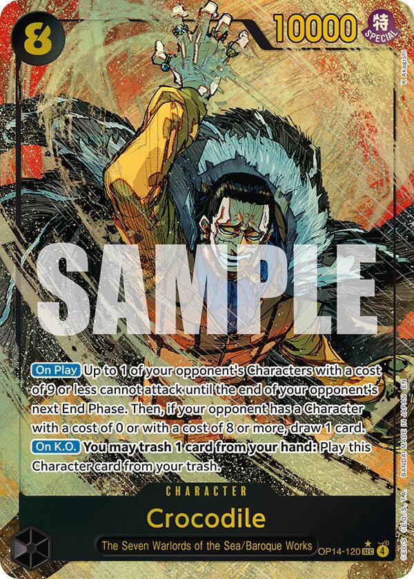 Crocodile OP14-120 SEC AA - Secret Rare Alternate Art - The Azure Sea's Seven - Near Mint One Piece Card