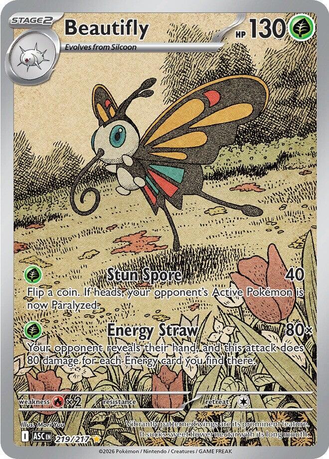 Beautifly 219/217 - Illustration Rare - Ascended Heroes - Near Mint Pokemon Card