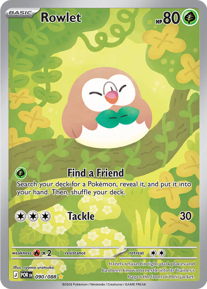 Rowlet 090/088 - Illustration Rare - Perfect Order - Near Mint Pokemon Card