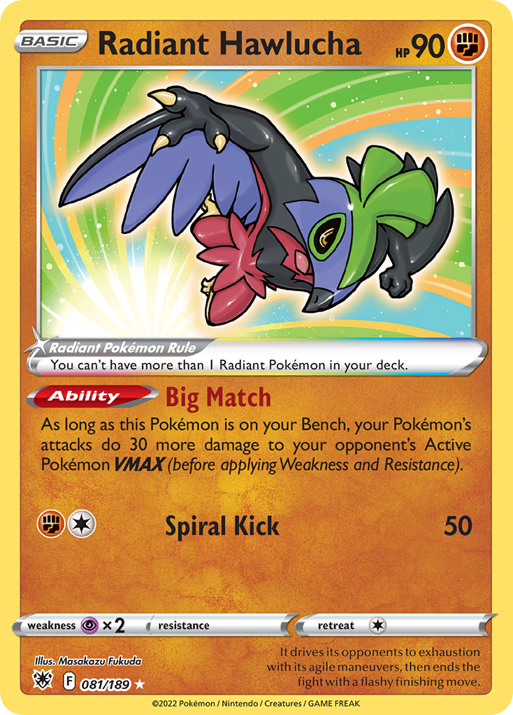 Radiant Hawlucha 081/189 - Astral Radiance - Near Mint Pokemon Card