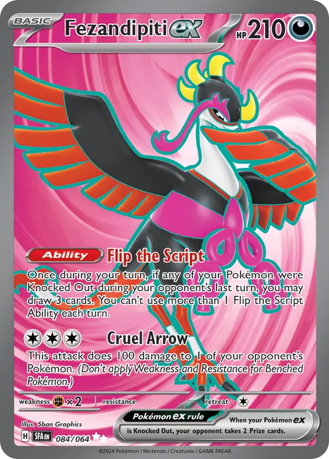 Fezandipiti ex 084/064 - Full Art - Shrouded Fable - Near Mint Pokemon Card