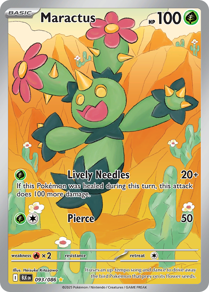 Maractus 093/086 BLK - Illustration Rare - Black Bolt - Near Mint Pokemon Card