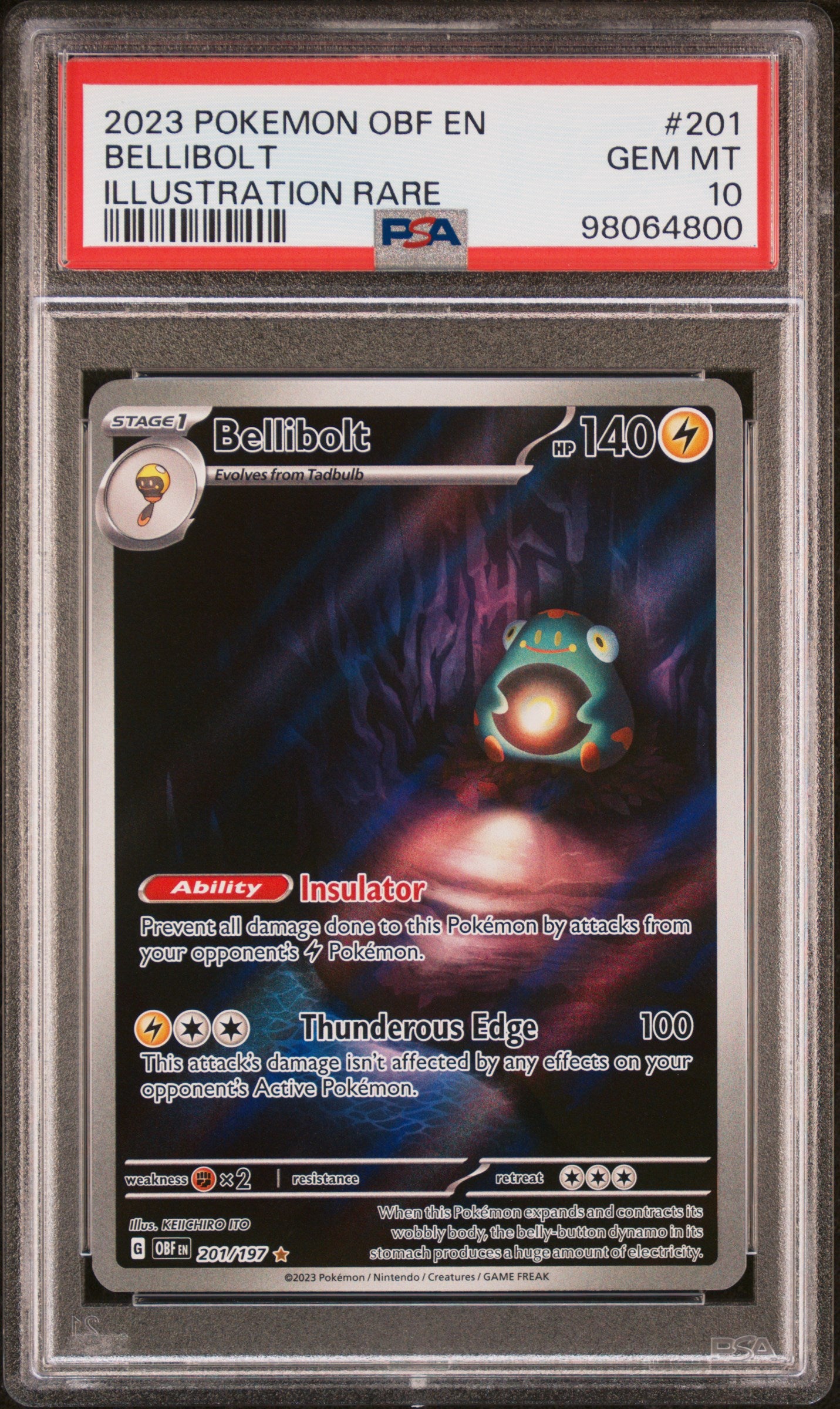 Bellibolt PSA 10 Front - Obsidian Flames