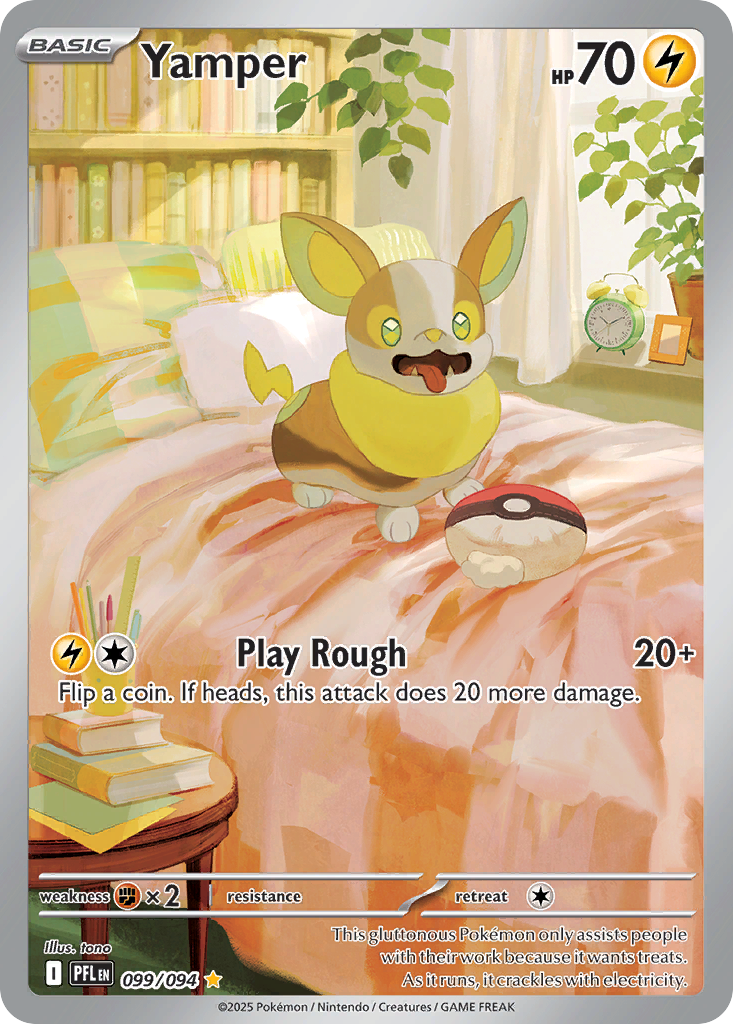 Yamper 099/094 - Illustration Rare - Phantasmal Flames - Near Mint Pokemon Card