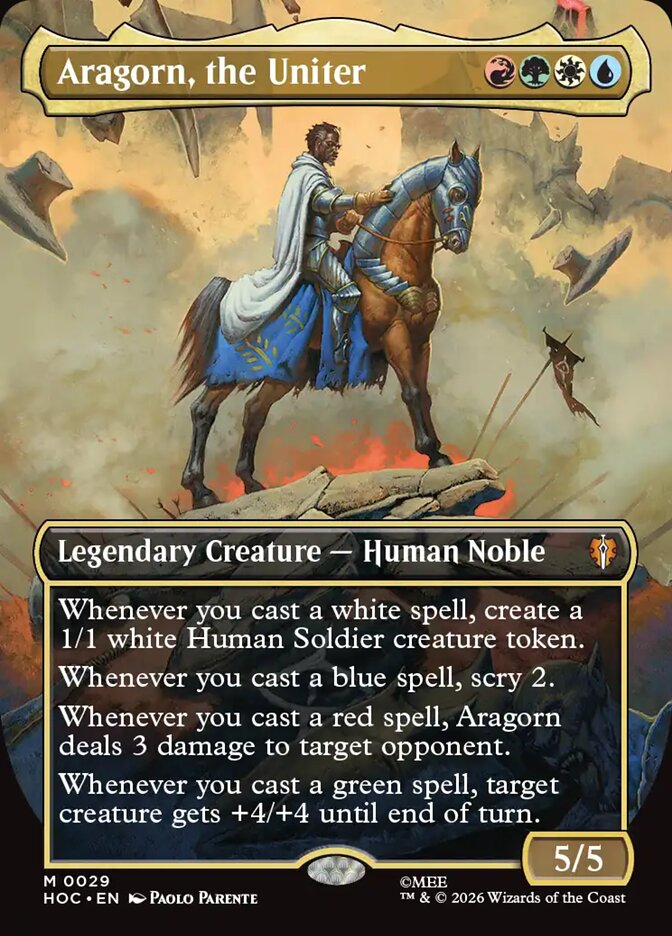 Aragorn, The Uniter HOC-029 - Borderless - The Hobbit Commander - Near Mint Magic: The Gathering Card