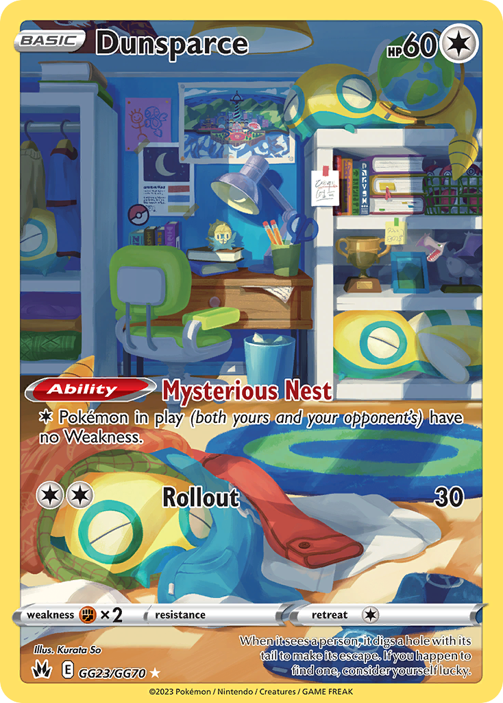 Dunsparce GG23/GG70 - Crown Zenith - Near Mint Pokemon Card