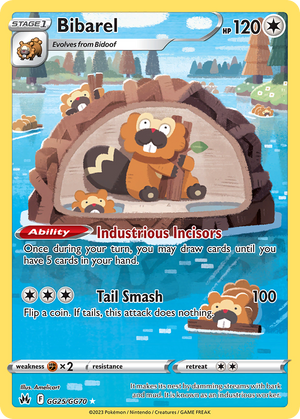 Bibarel GG25/GG70 - Crown Zenith - Near Mint Pokemon Card
