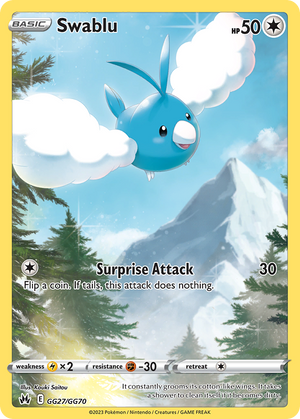 Swablu GG27/GG70 - Crown Zenith - Near Mint Pokemon Card