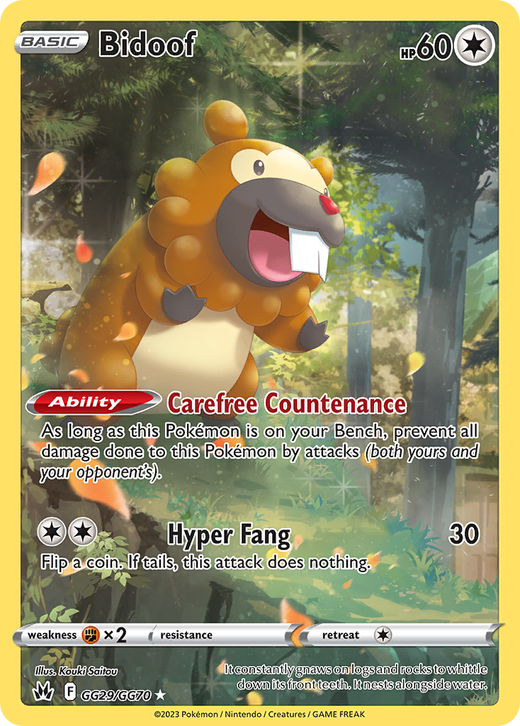 Bidoof GG29/GG70 - Crown Zenith - Near Mint Pokemon Card