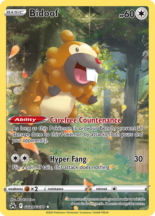 Bidoof GG29/GG70 - Crown Zenith - Near Mint Pokemon Card