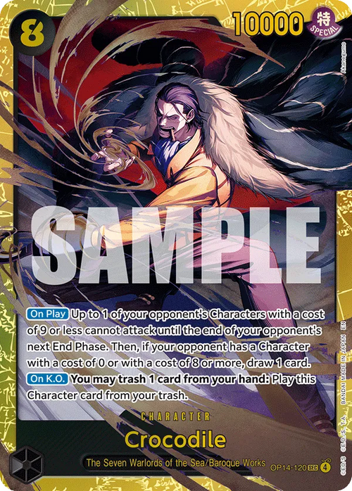 Crocodile OP14-120 SEC - The Azure Sea's Seven - Near Mint One Piece Card