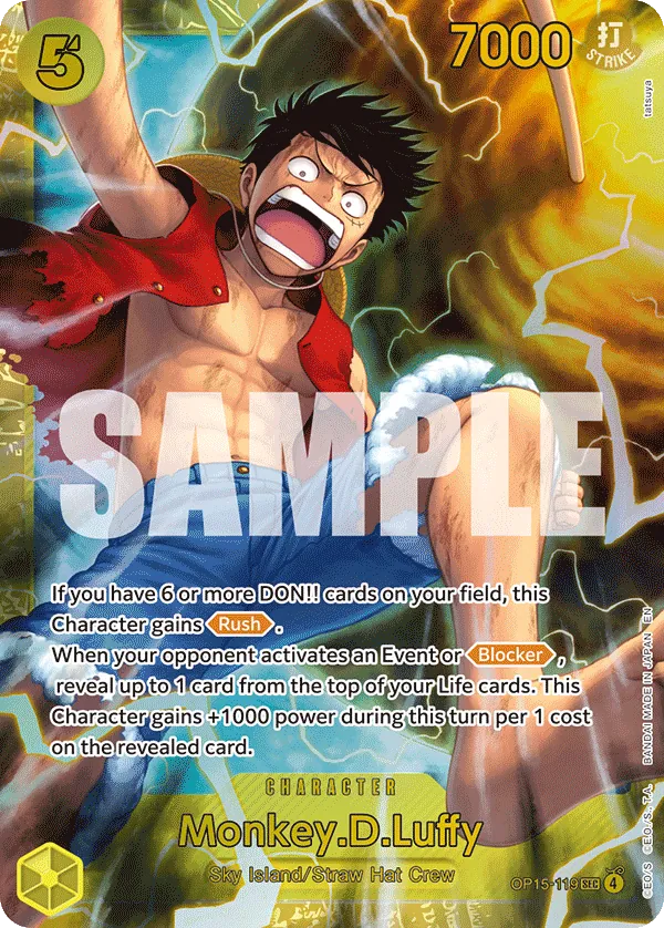 Monkey.D.Luffy OP15-119 SEC - Secret Rare - Adventure on Kami's Island - Near Mint One Piece Card