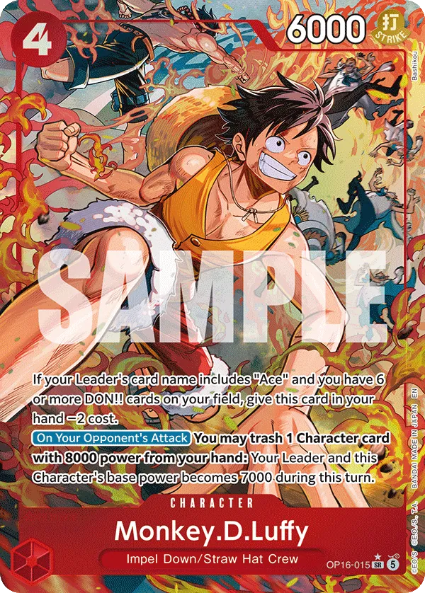 Monkey.D.Luffy OP16-015 AA - Alt Art - The Time of Battle - Near Mint One Piece Card