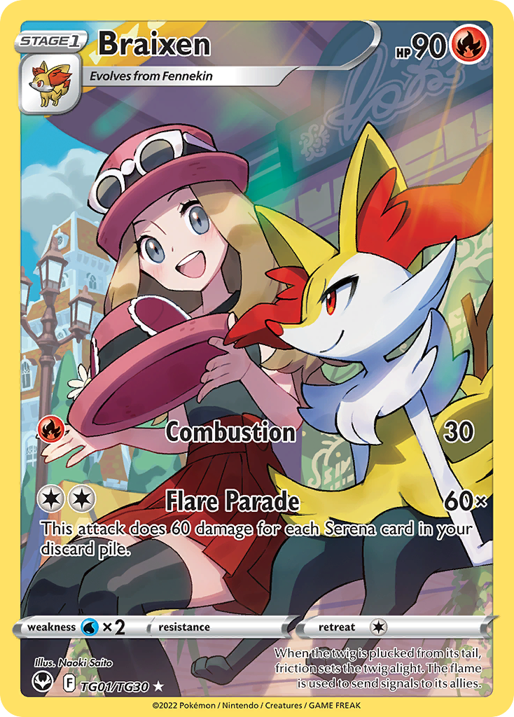 Braixen TG01/TG30 - Silver Tempest - Near Mint Pokemon Card