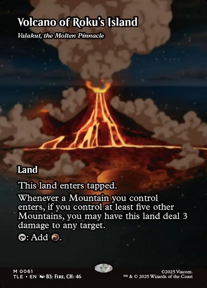 Volcano of Roku's Island TLE-061 - Borderless - Avatar: The Last Airbender Eternal - Near Mint Magic: The Gathering Card