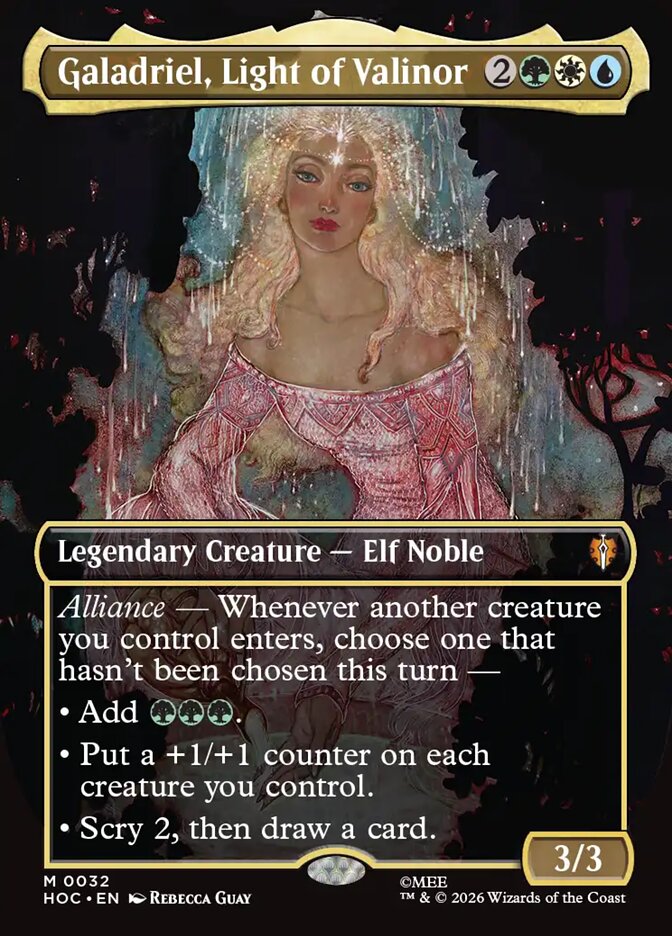 Galadriel, Light of Valinor HOC-032 - Borderless - The Hobbit Commander - Near Mint Magic: The Gathering Card