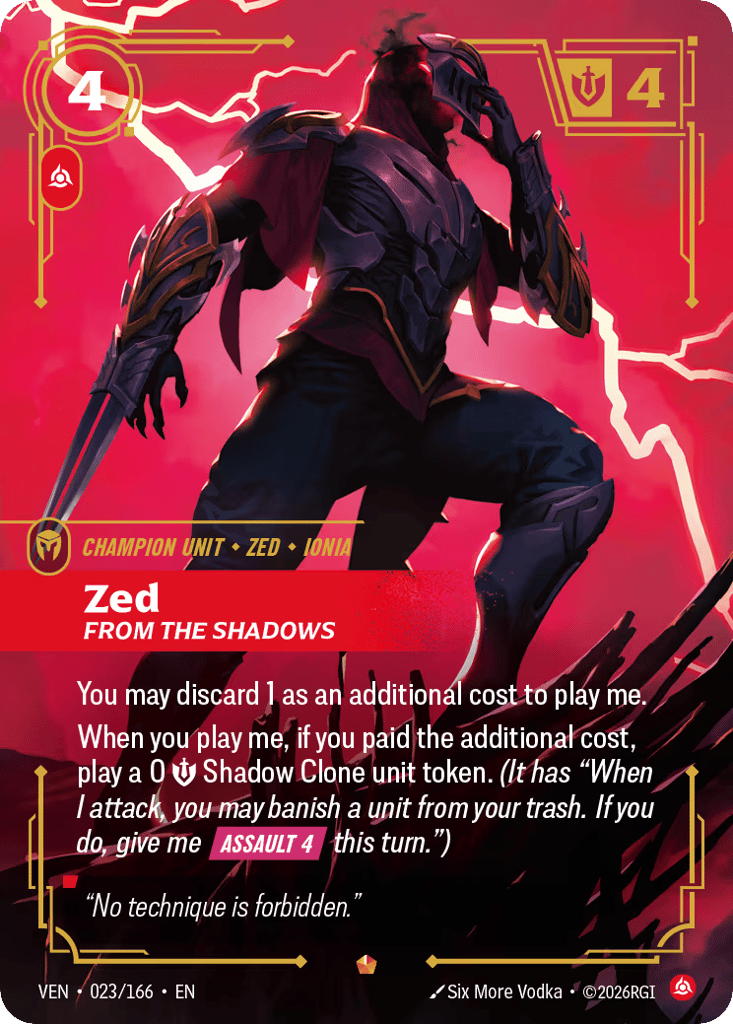Zed - From the Shadows VEN-023 - Epic - Vendetta - Near Mint Riftbound Card