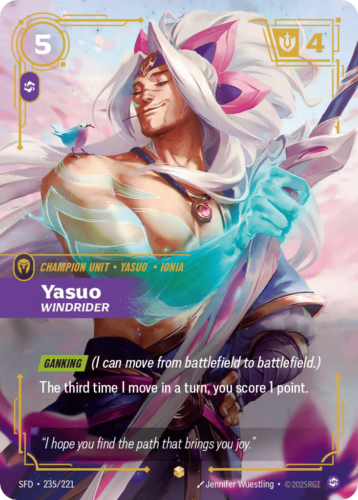 Yasuo - Windrider SFD-235 - Overnumbered - Spiritforged - Near Mint Riftbound Card
