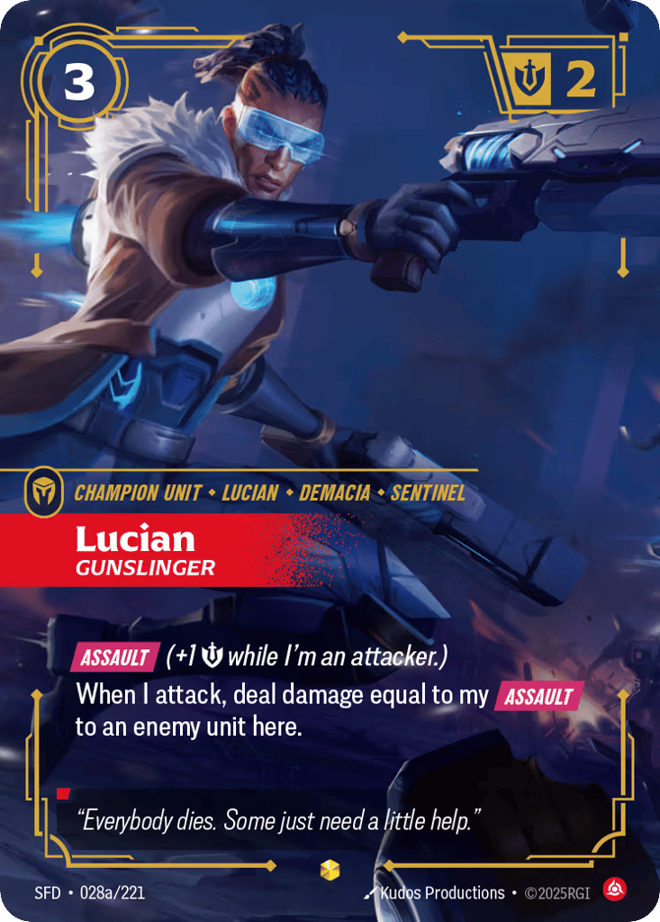 Lucian - Gunslinger SFD-028a - Alternate Art - Spiritforged - Near Mint Riftbound Card