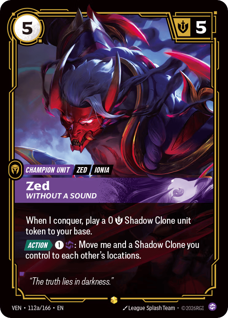 Zed - Without a Sound VEN-112a - Alternate Art - Vendetta - Near Mint Riftbound Card