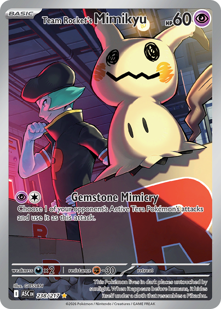 Team Rocket's Mimikyu 238/217 - Illustration Rare - Ascended Heroes - Near Mint Pokemon Card