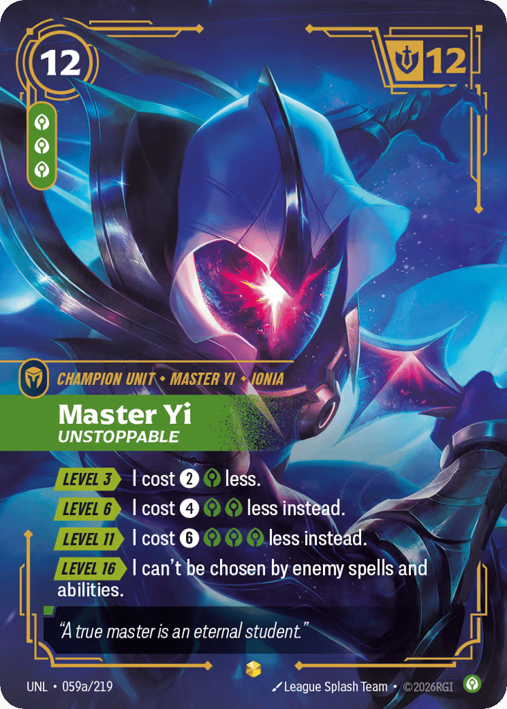 Master Yi - Unstoppable UNL-059a - Alternate Art - Unleashed - Near Mint Riftbound Card