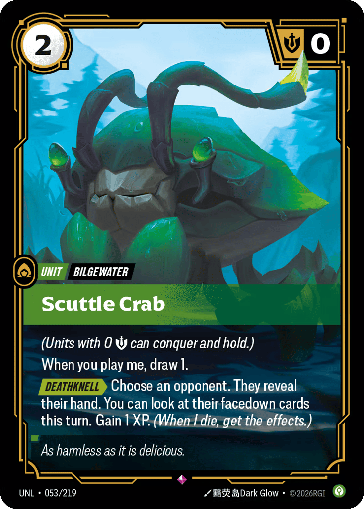 Scuttle Crab UNL-053 - Rare - Unleashed - Near Mint Riftbound Card