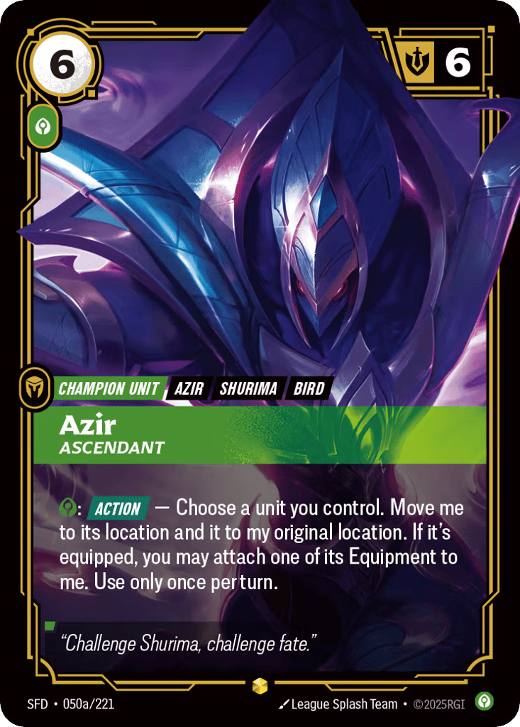 Azir - Ascendant SFD-050a - Alternate Art - Spiritforged - Near Mint Riftbound Card