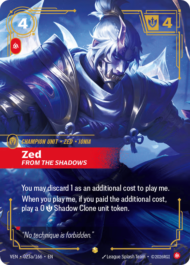 Zed - From the Shadows VEN-023a - Alternate Art - Vendetta - Near Mint Riftbound Card